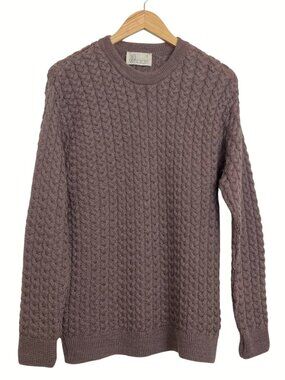 Vintage KAARI Kid Mohair Blend Cable Knit Crewneck Pullover Sweater Size M Taupe